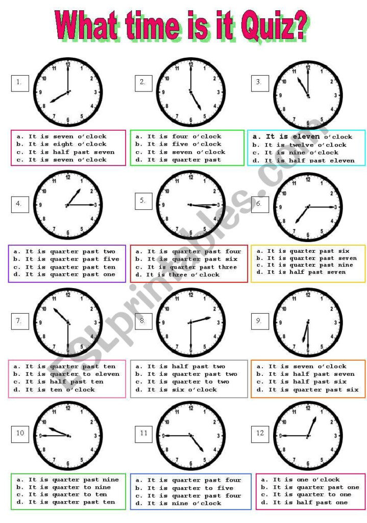 Telling Time Worksheets Multiple Choice Worksheeto Hot Sex Picture