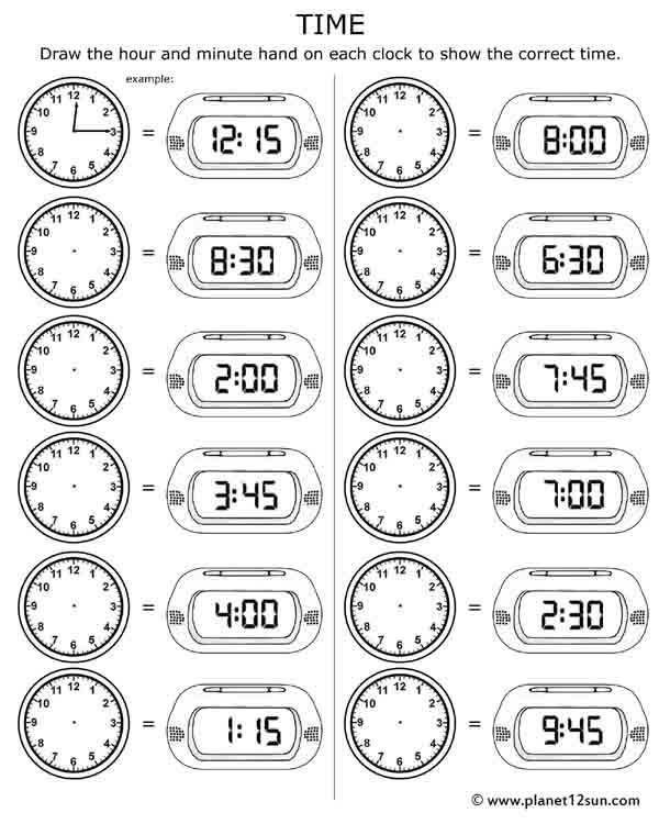 Telling Time With A Digital Clock Free Worksheets