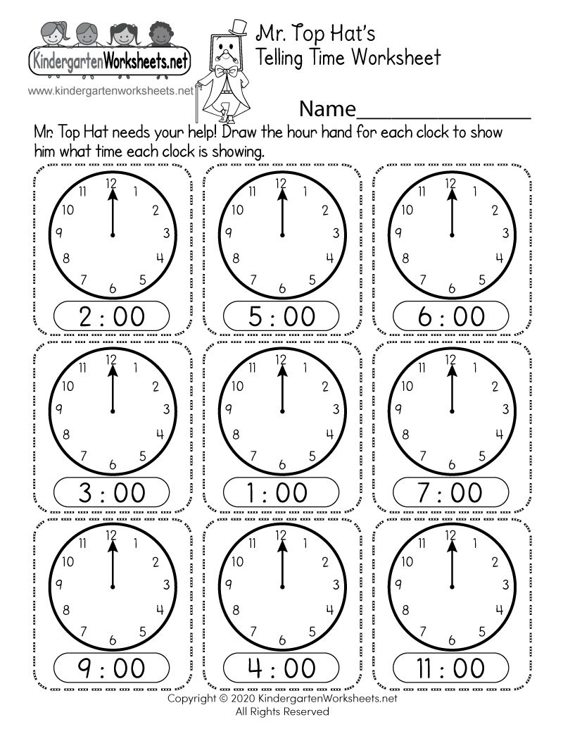 Free Printable Telling Time Worksheets Kindergarten