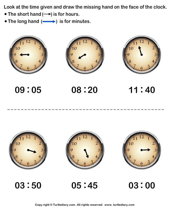 Telling Time Worksheets Minute Hand