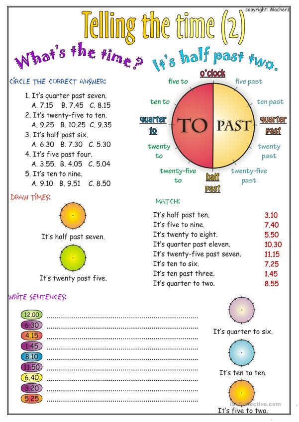 Telling The Time Worksheet Part 2 Worksheet Free ESL Printable 