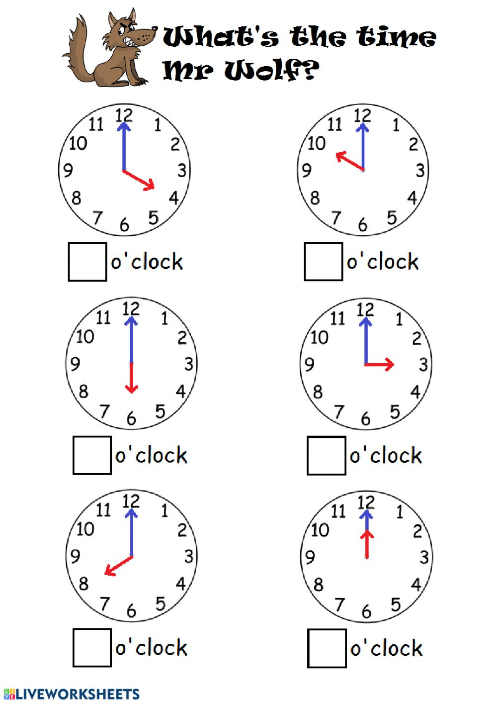 Telling Time Hour Worksheets