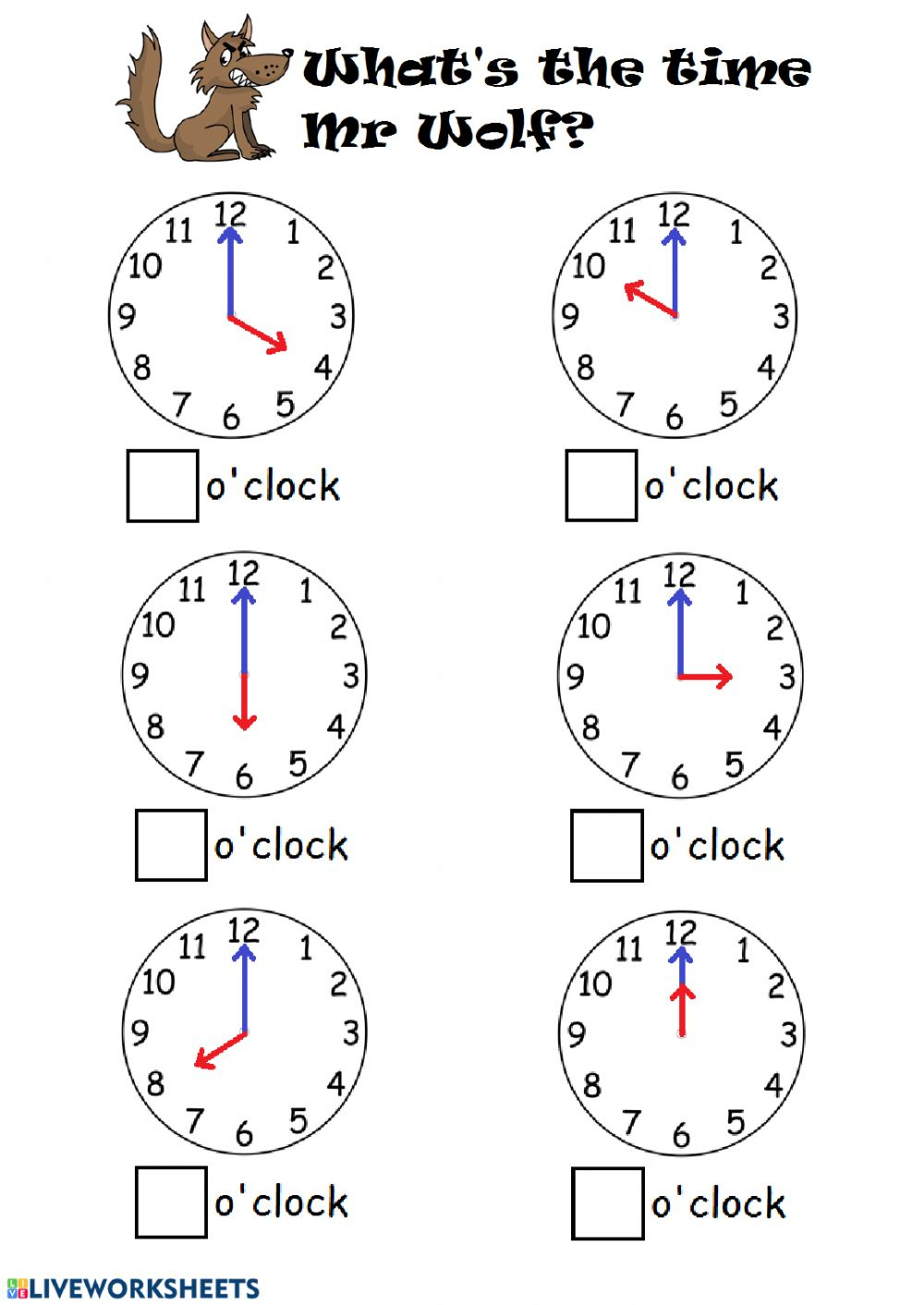 Telling Time To Hour Worksheet