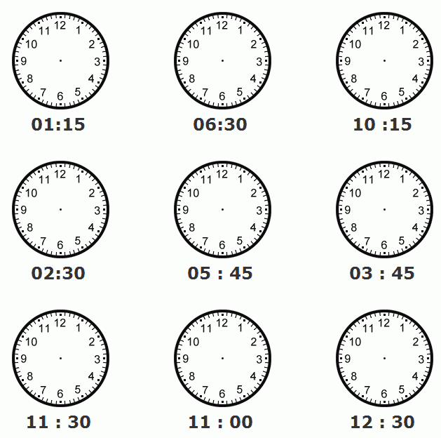 Telling Time Worksheet 15 Minutes