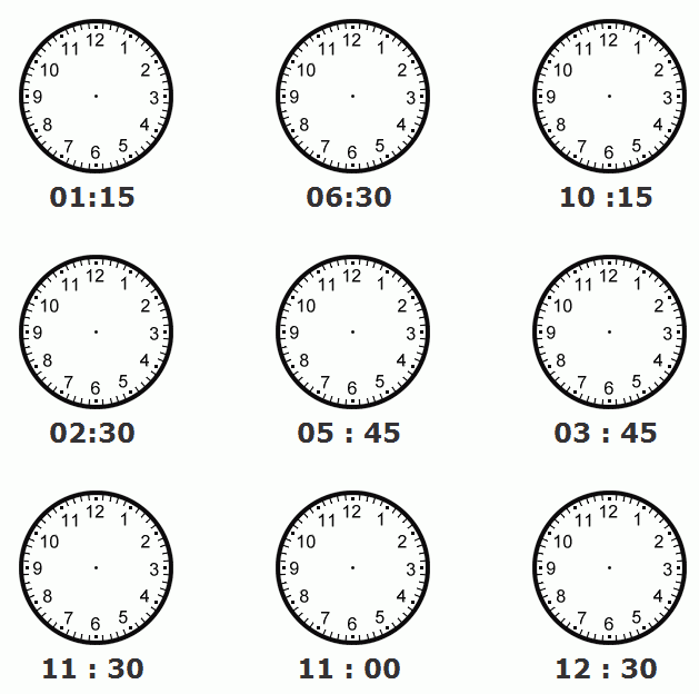 Telling Time Worksheets 15 Minutes