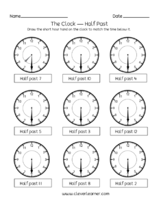 Telling Time Half Past The Hour Time Worksheets Telling Time
