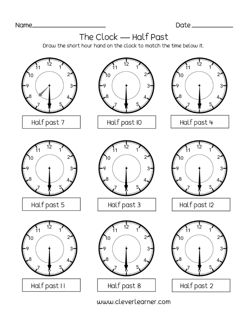 Telling Time Half Past The Hour Time Worksheets Telling Time 