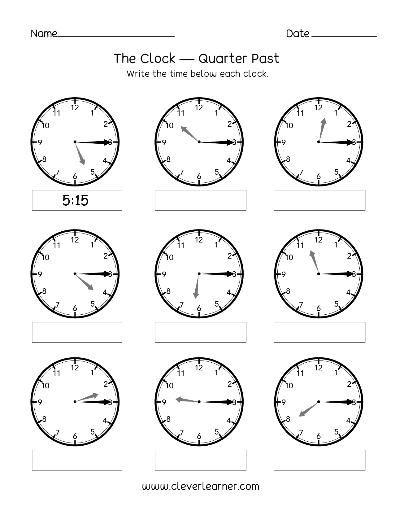 Telling Time Past The Hour Worksheets