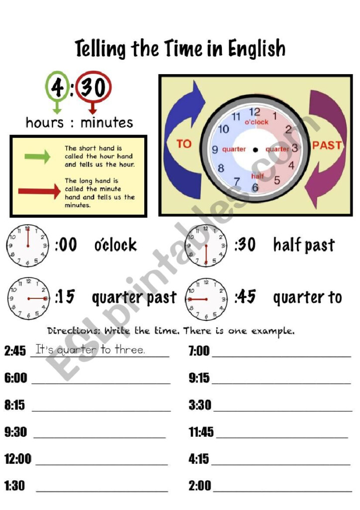 Telling Time Quarter Hours ESL Worksheet By Al295801