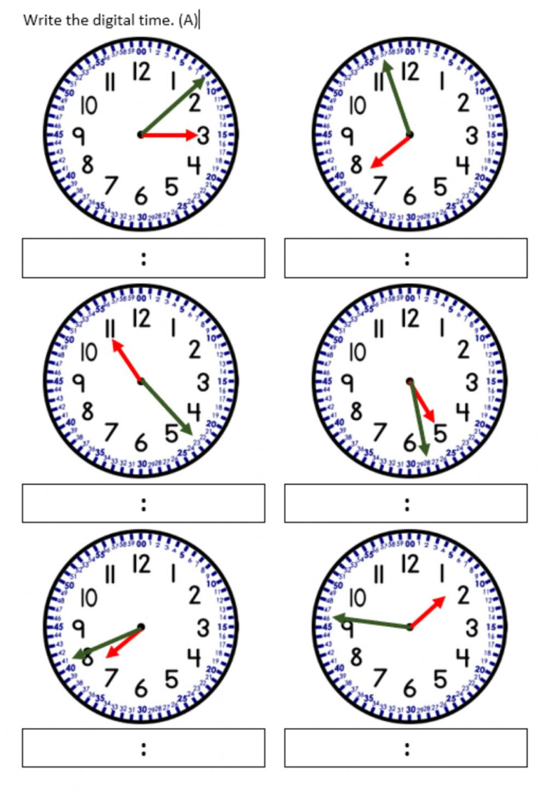 Reading The Time To The Nearest Minute Worksheet - Telling Time Worksheets