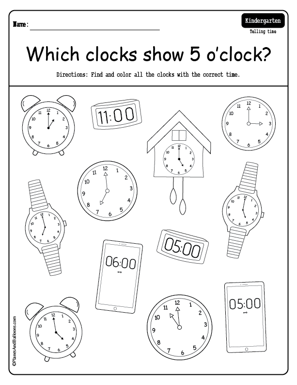 Telling Time Before The Hour Worksheets