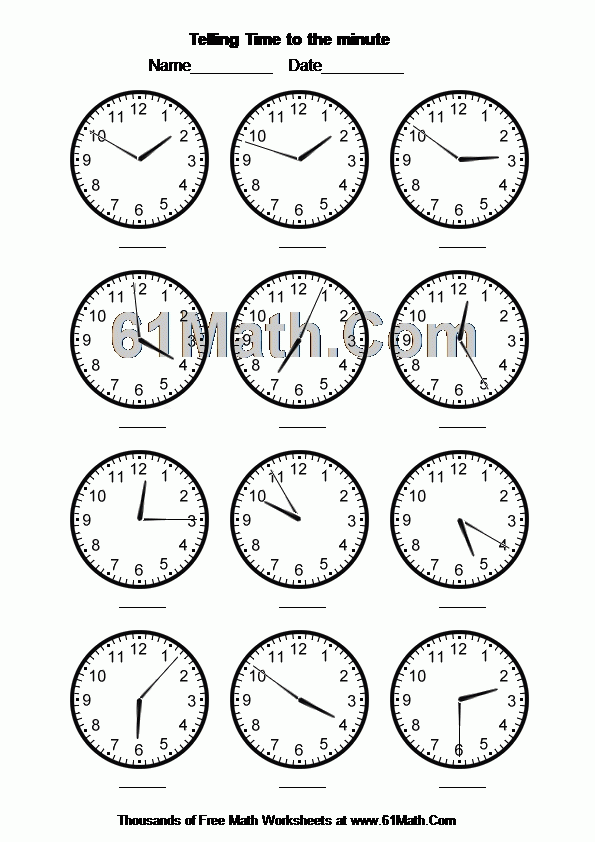 Telling Time To The Minute Create Your Own Math Worksheets