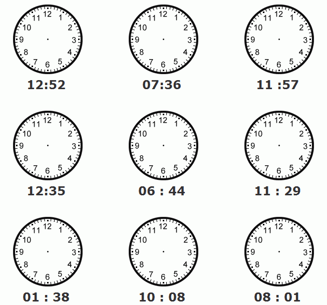 Telling Time Worksheets To The Minute