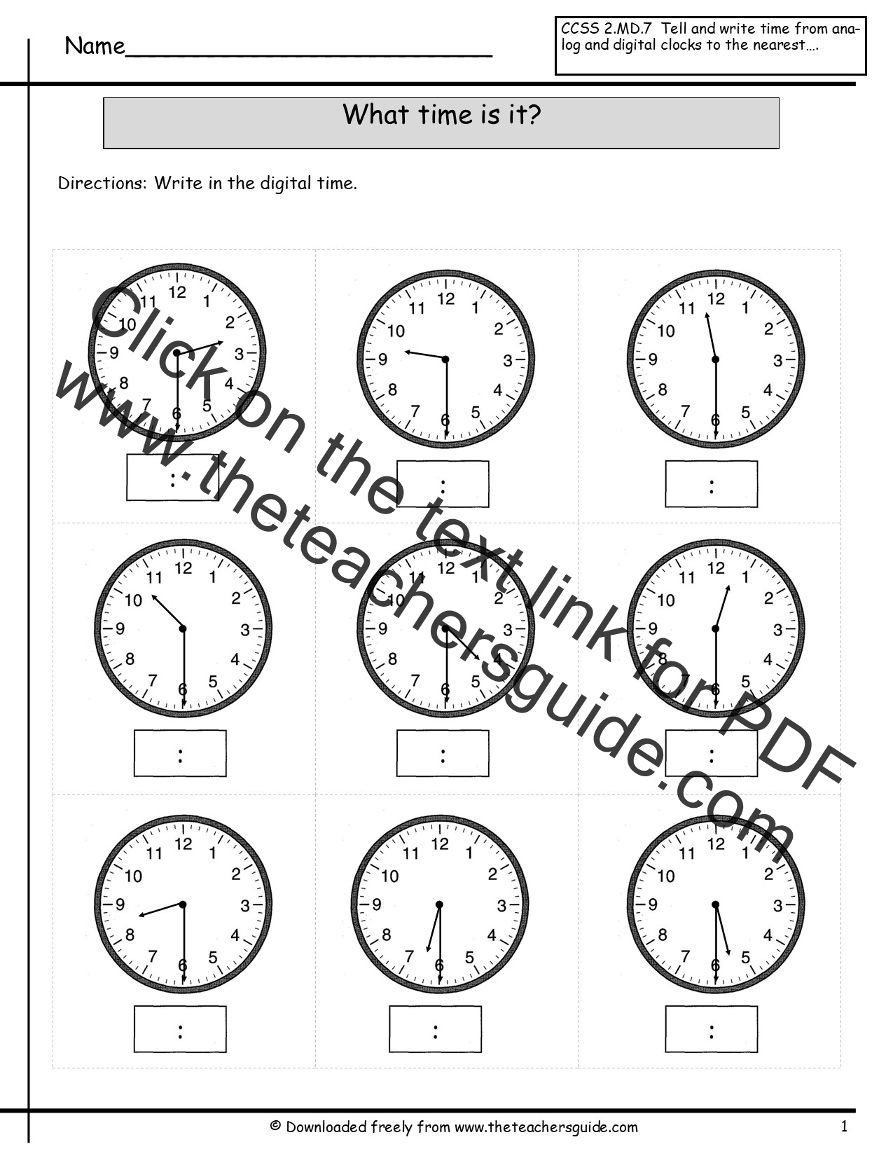 Telling Time To The Nearest Hour And Half Hour Worksheets