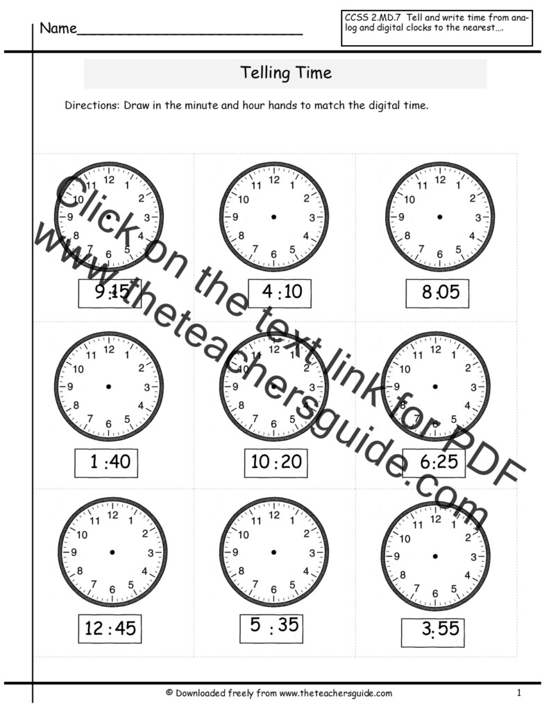 Telling Time Worksheets From The Teacher s Guide