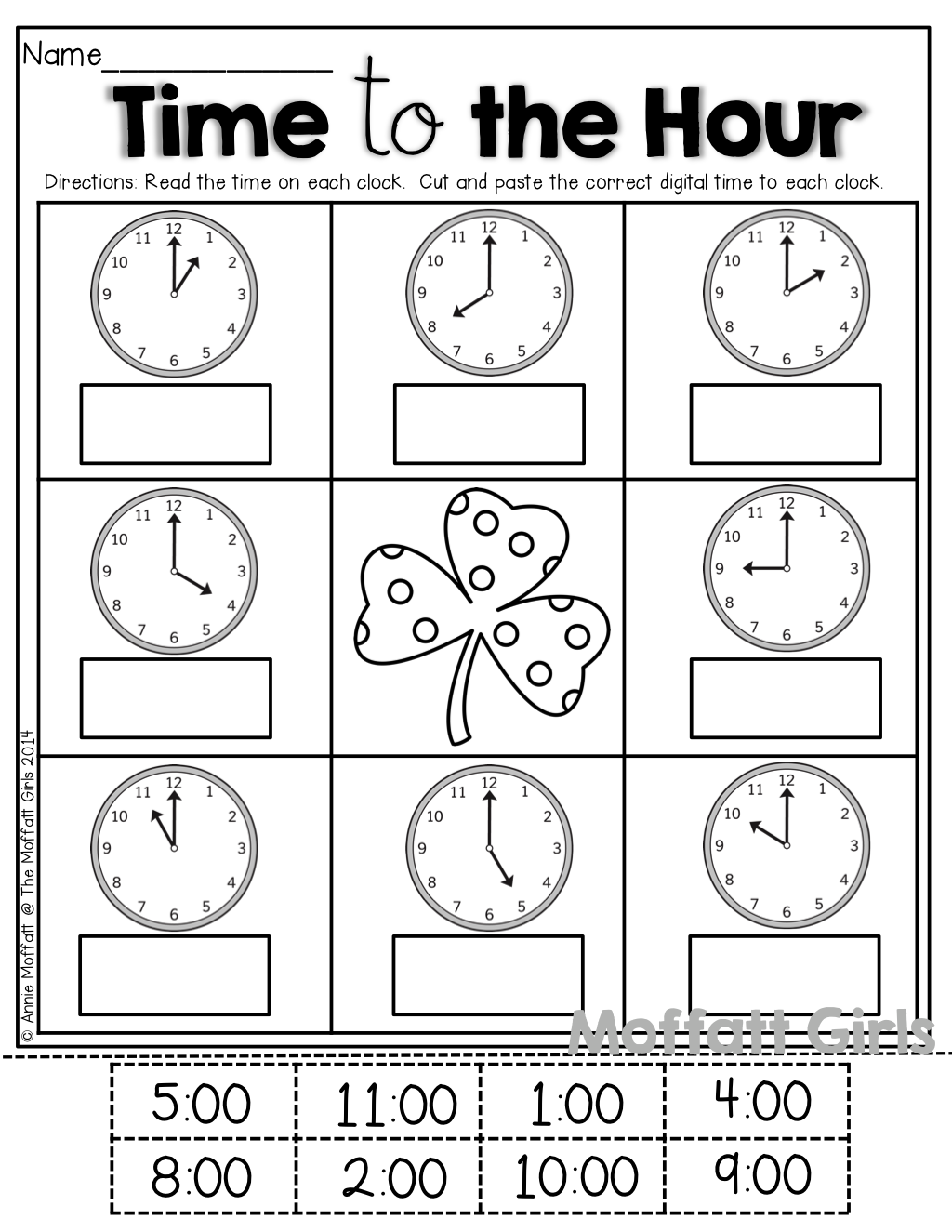 Free Telling Time Cut And Paste Worksheets