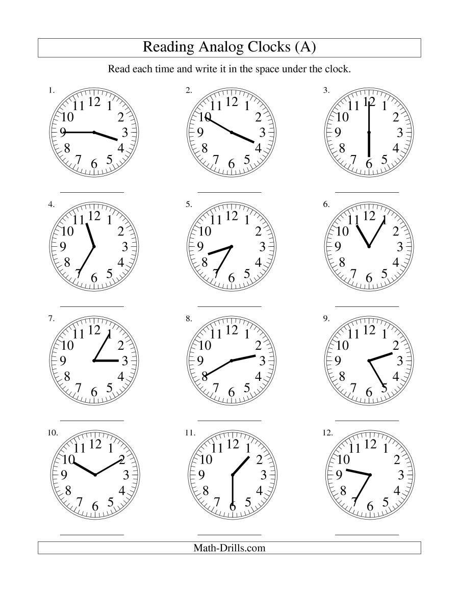 Telling Time Worksheet 5 Minute Intervals