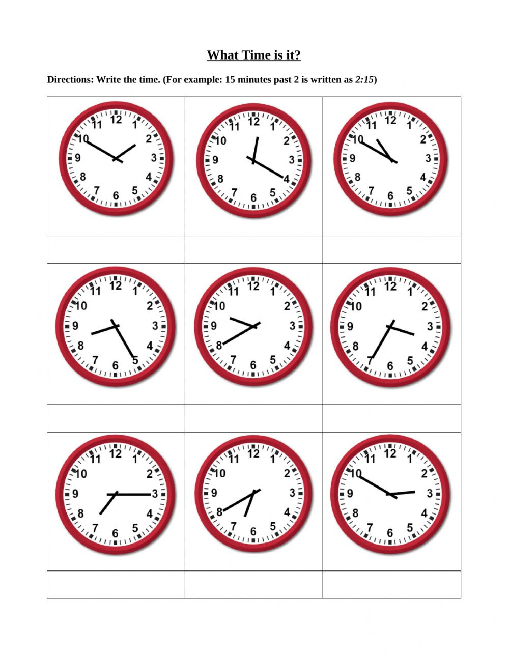 Free Telling Time Worksheets To The Nearest 5 Minutes