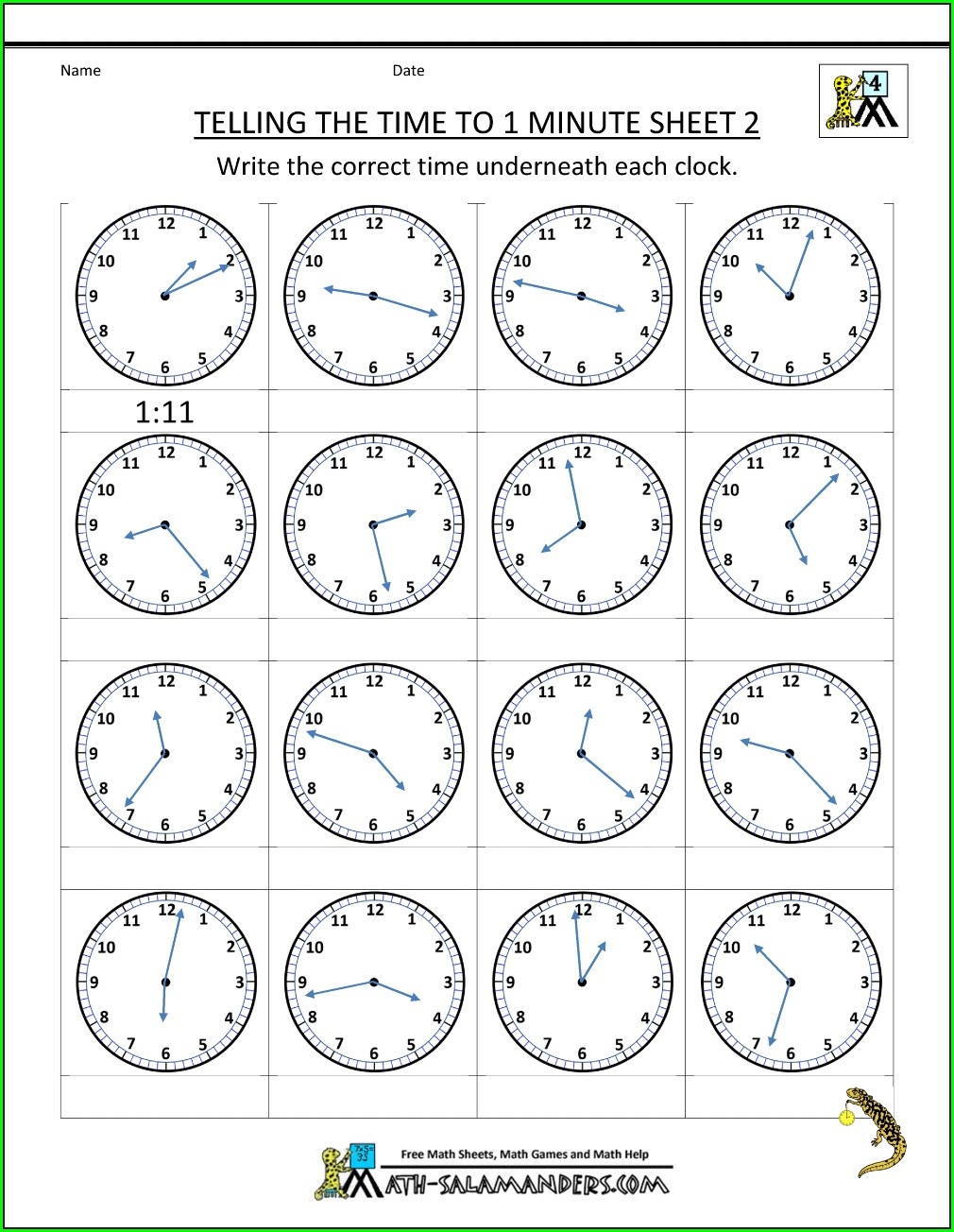 Telling The Time Free Worksheets Ks2