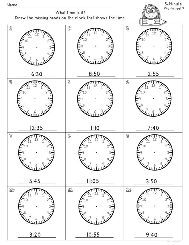 Time Worksheets To The Nearest 5 Minutes Teacher s Take Out