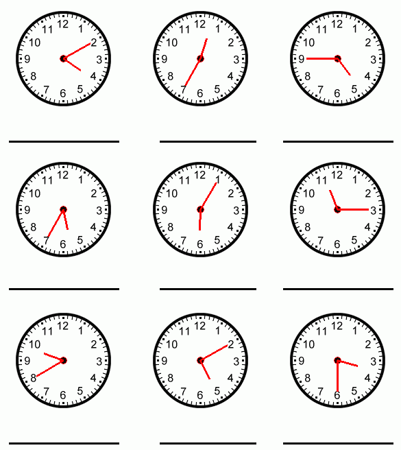 Free Worksheets – Telling Time At 5-minute Intervals