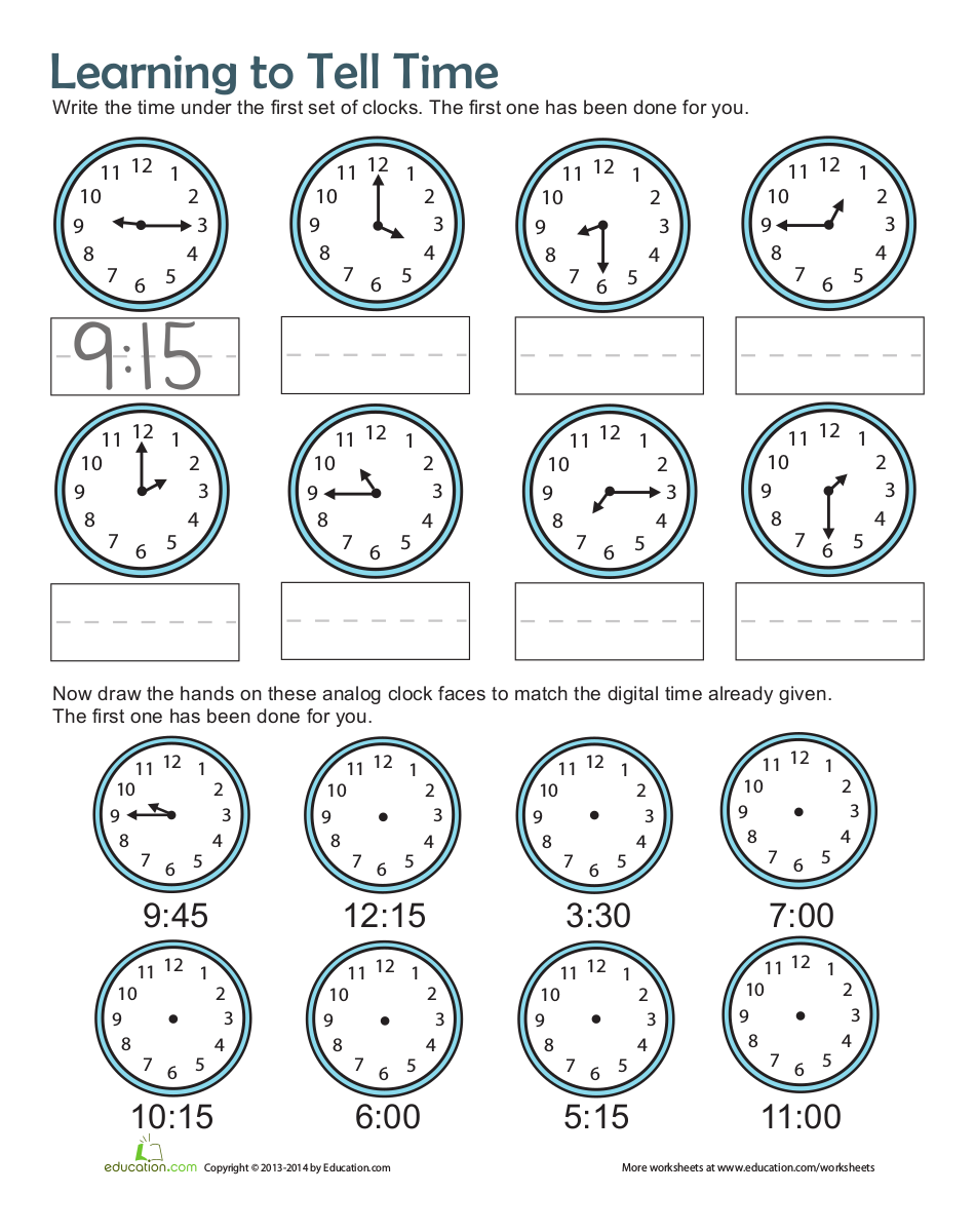 Math Worksheets To Print Telling Time