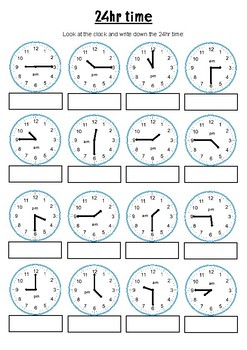 12 24hr Time Year 5 24hr Time WORKSHEET A By Our Thriving Classroom