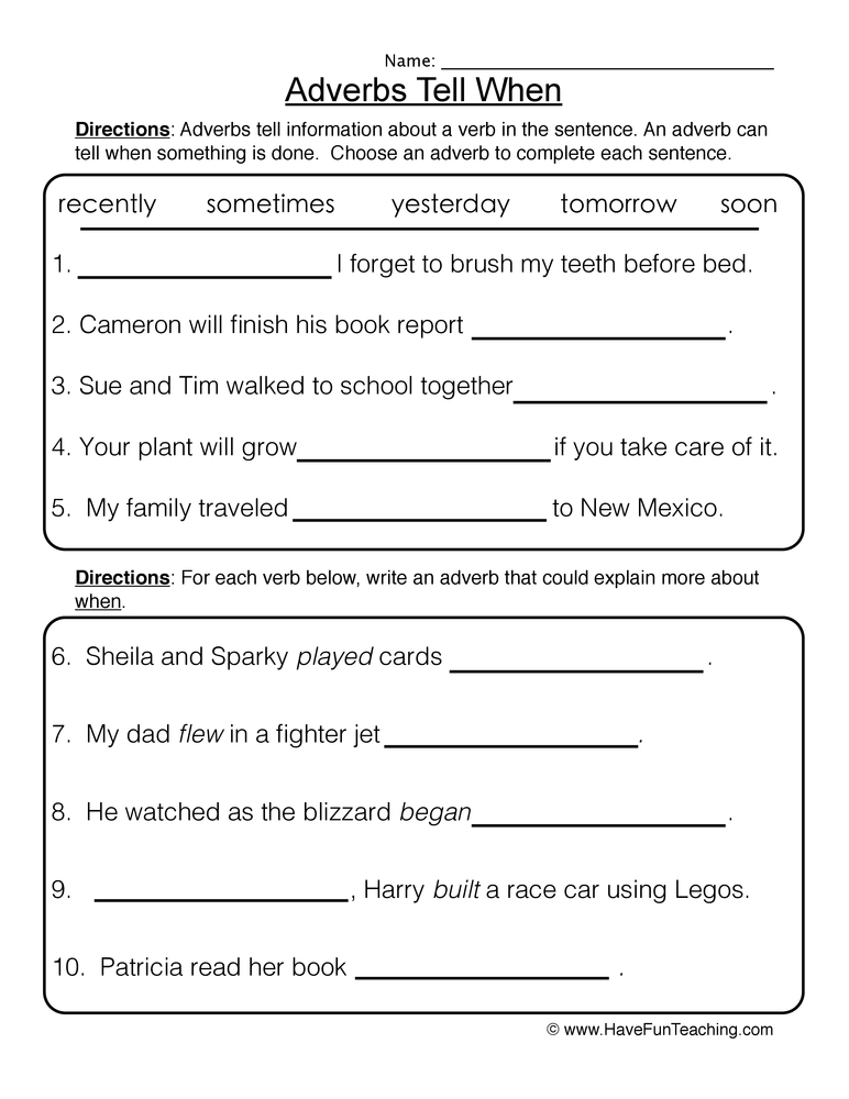 Adverbs Worksheets Have Fun Teaching