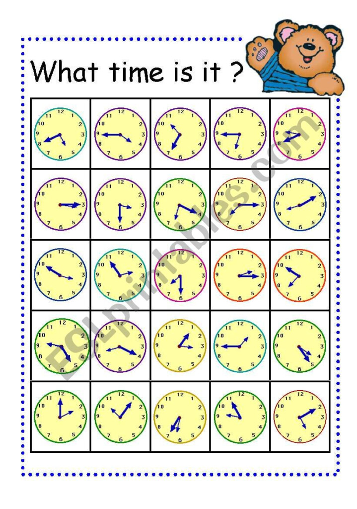 Board Game Telling Time Bingo Card Part3 ESL Worksheet By Moemi