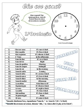 Telling Time In Italian Worksheet