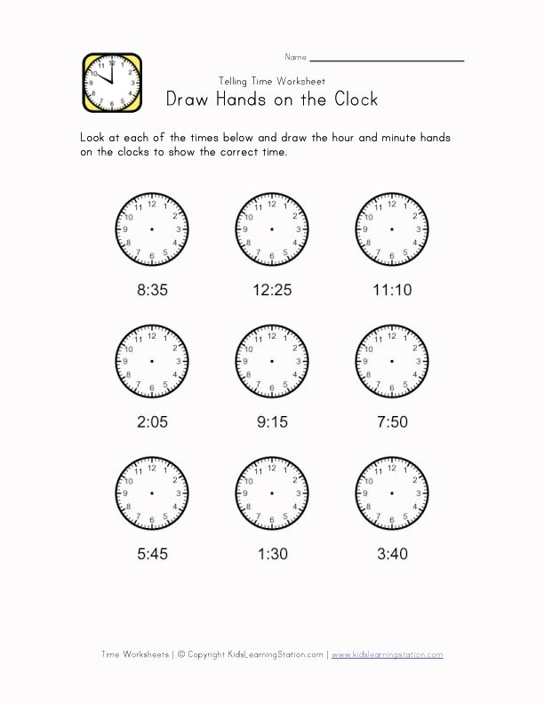 Telling Time Worksheet To 5 Word