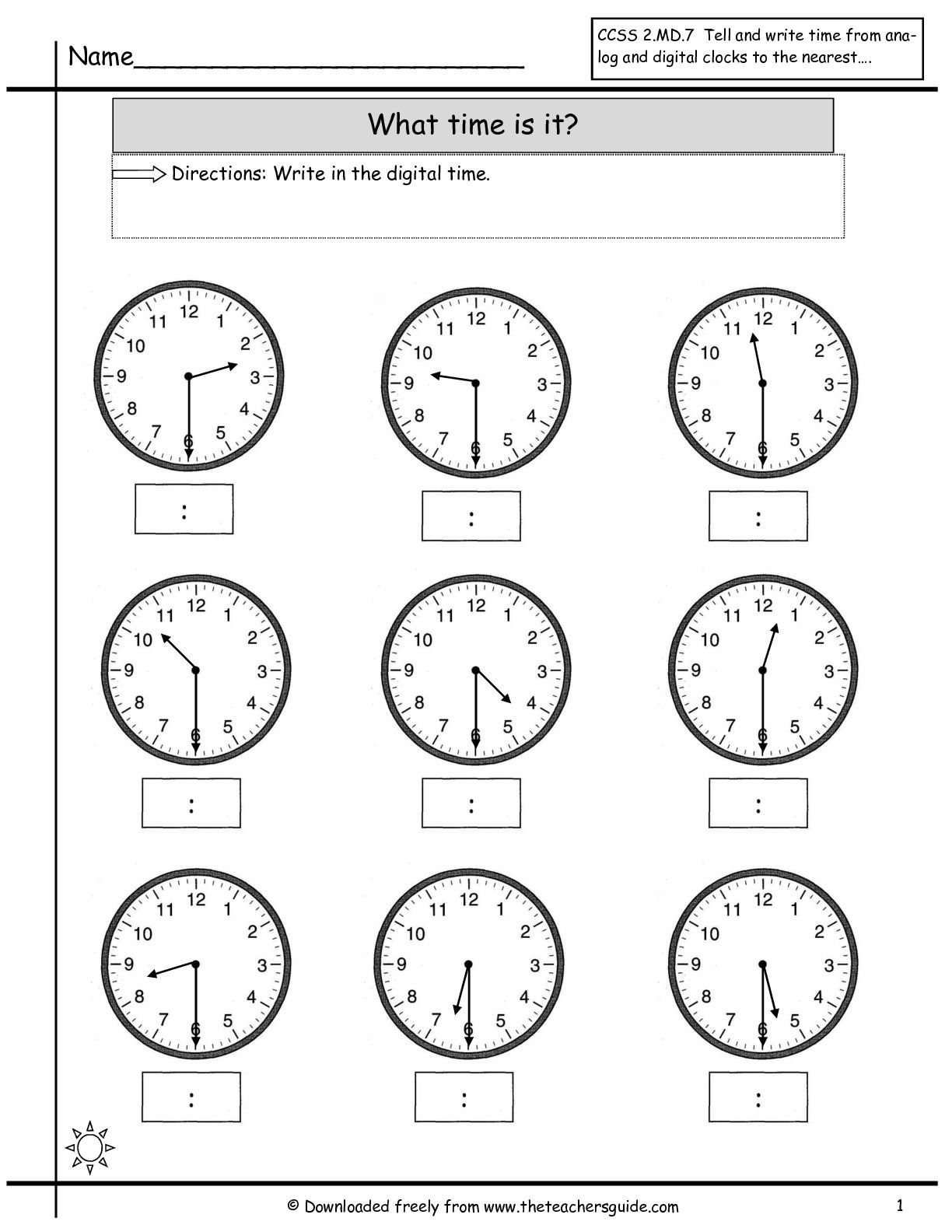 Telling Time Worksheets To The Nearest Hour And Half Hour