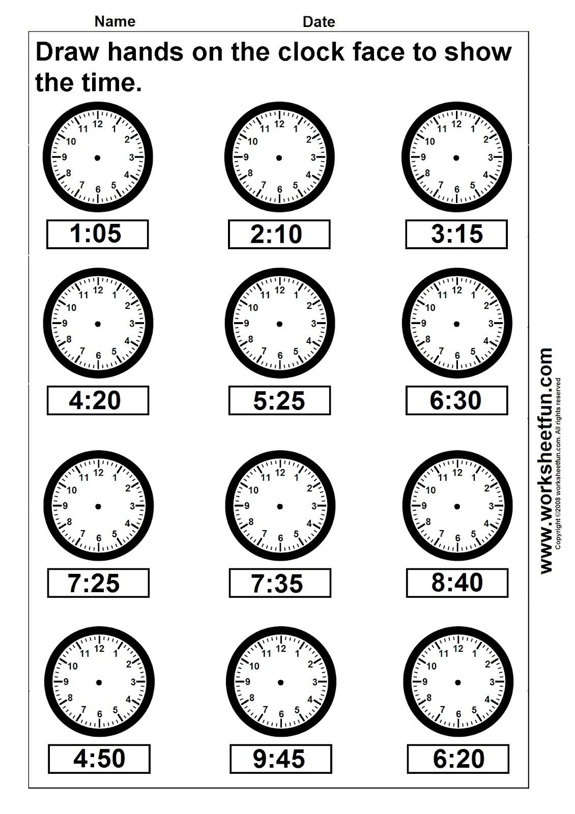 Telling Time With Clocks Worksheets