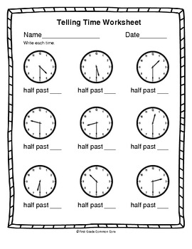 Telling Time Worksheets Common Core