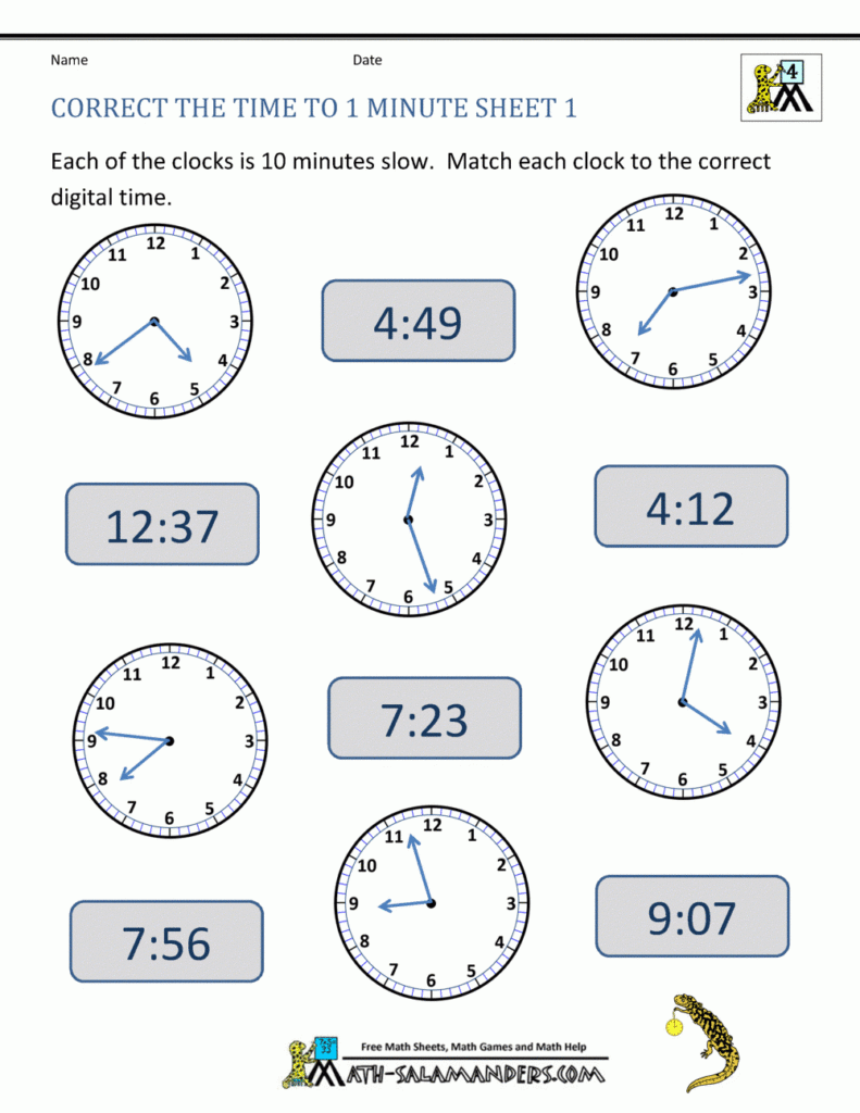 Digital Clock Worksheets Db excel