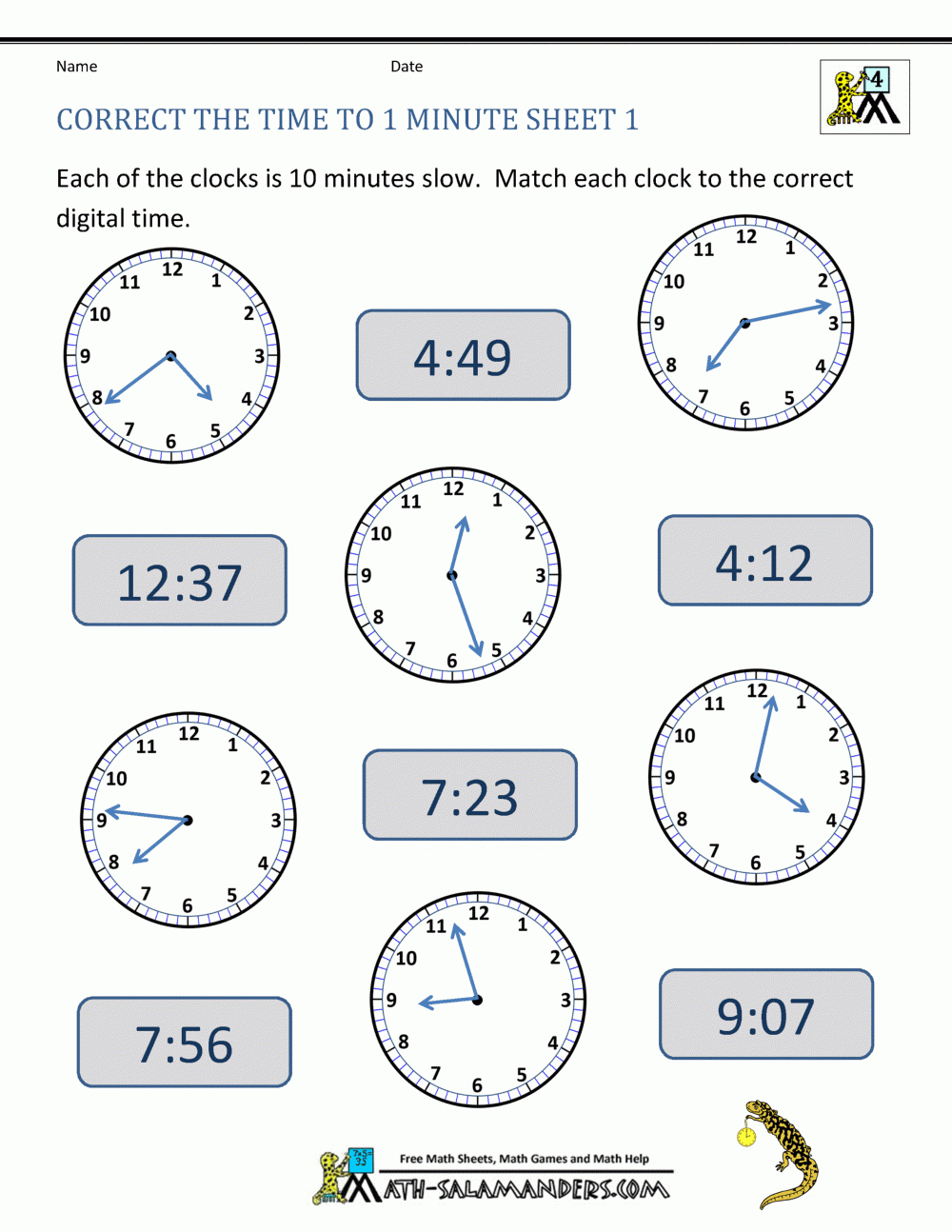 Telling Time On A Digital Clock Worksheets