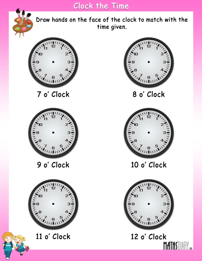 Draw Hands Of The Clock To Match With The Given Time Math Worksheets 