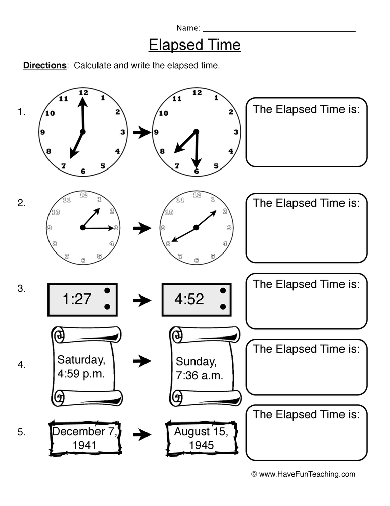 Elapsed Time Mixed Review Worksheet Have Fun Teaching