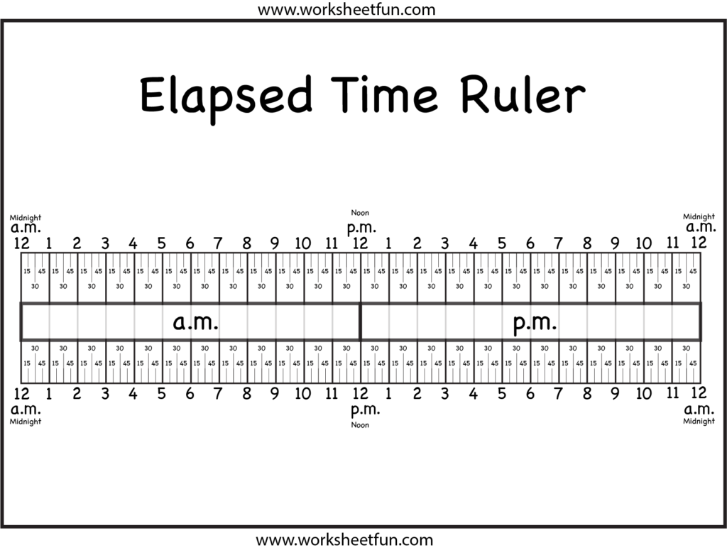 Elapsed Time Ruler 0 15 30 45 60 Minutes Math Time Time 