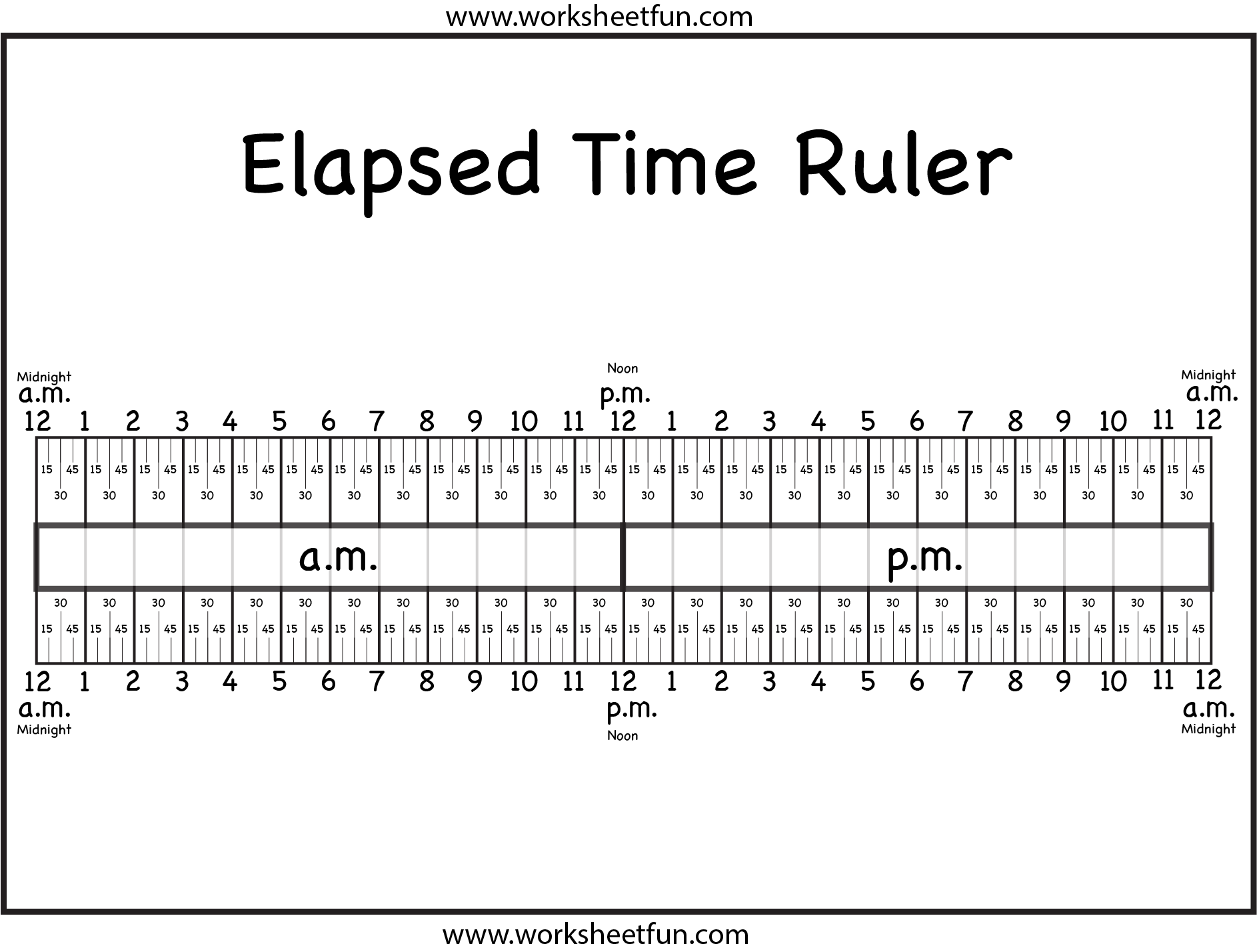 Telling Time Using A Number Line Worksheets