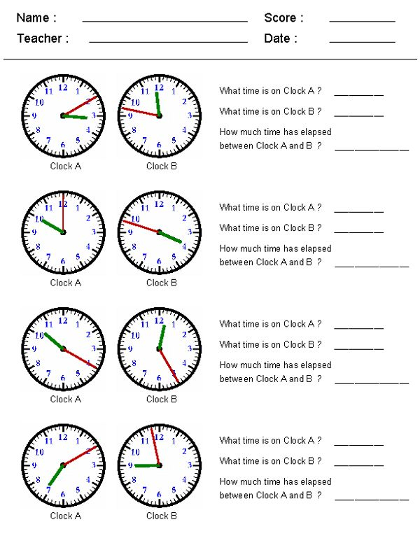 Telling Time And Elapsed Time Worksheets