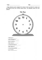 English Worksheets My Day Telling Time 