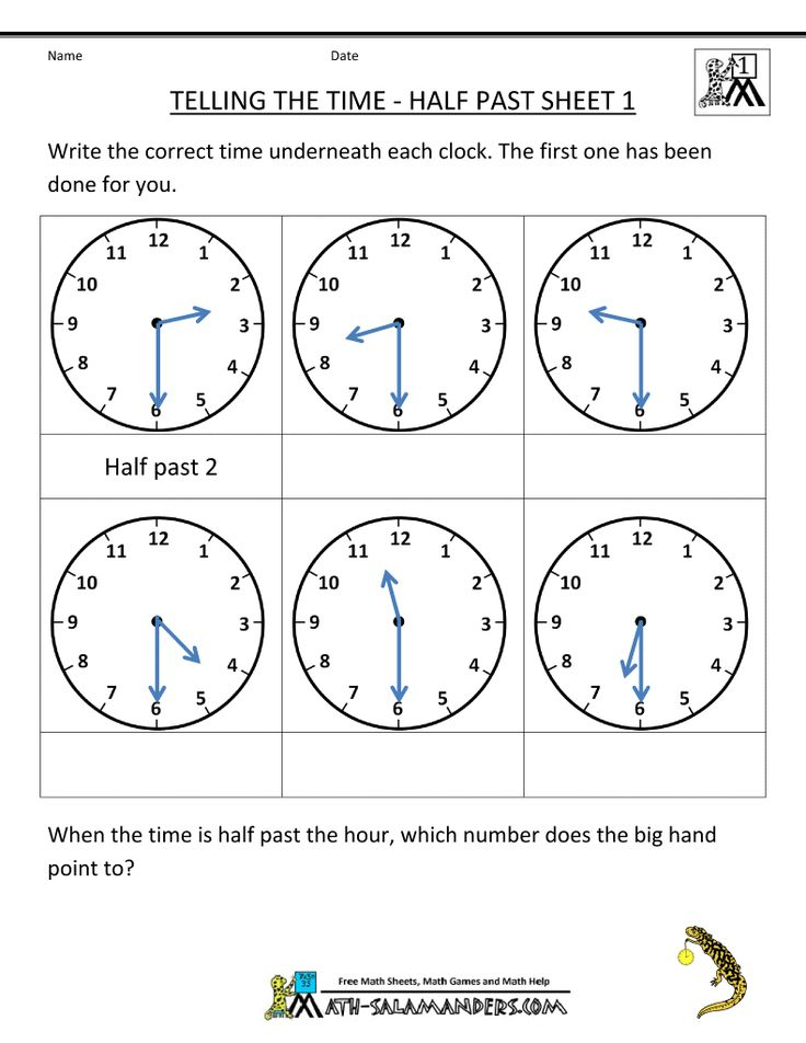 First grade math activities telling the time half past 1 gif 