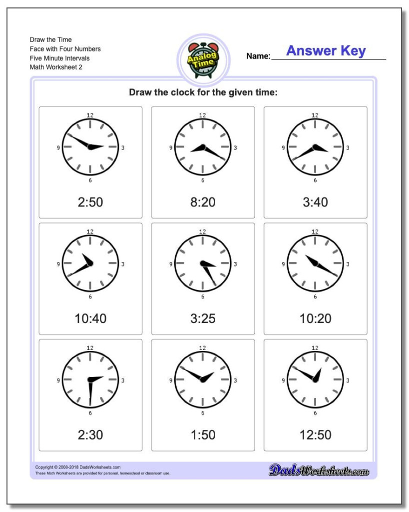 Telling Time To The Five Minute Interval Worksheets Telling Time Worksheets 2591