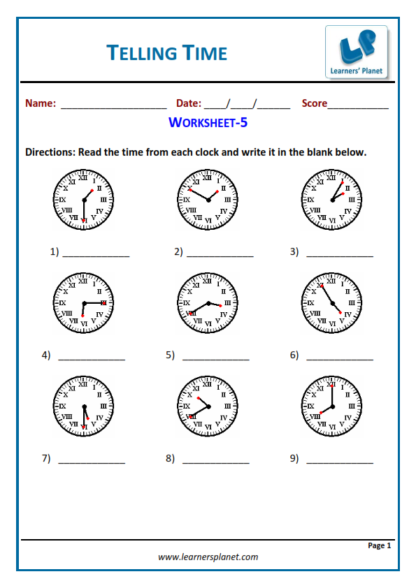 Telling Time Worksheets For 4th Grade