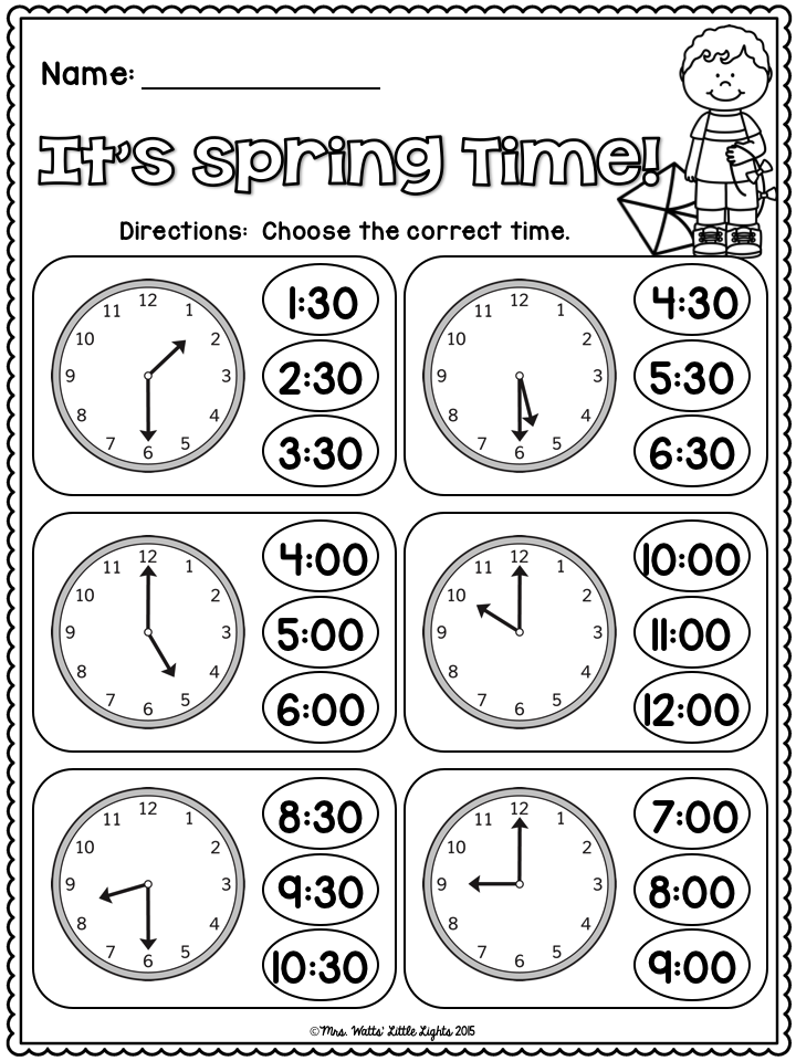 Telling Time To Hour And Half Hour Worksheets Pdf