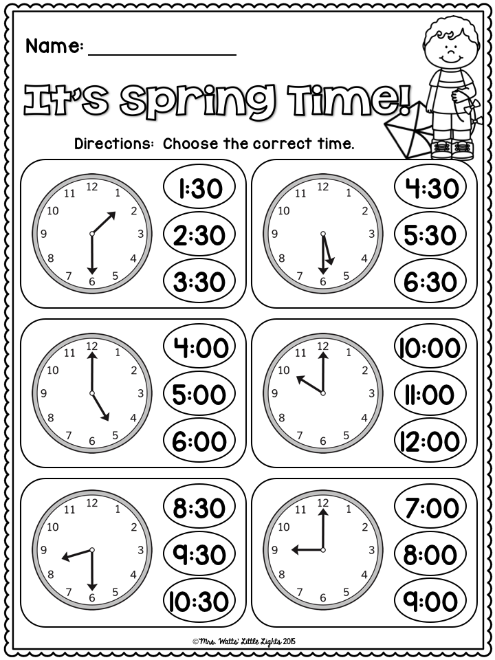 FREE It s Spring Time Telling Time To The Hour And Half Hour