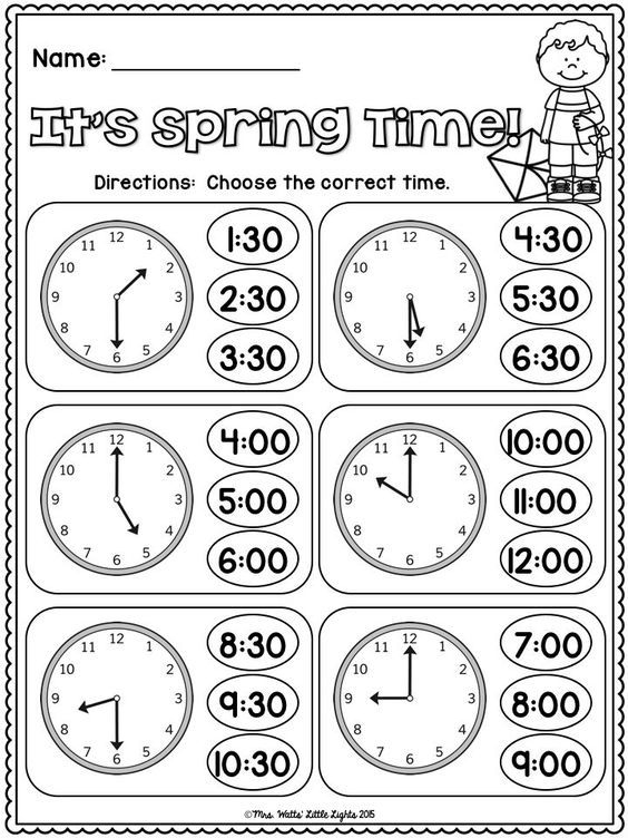 FREE It s Spring Time Telling Time To The Hour And Half Hour 