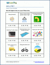 Grade 2 Time Worksheet AM And PM K5 Learning