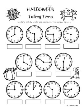 Halloween Telling Time Worksheets